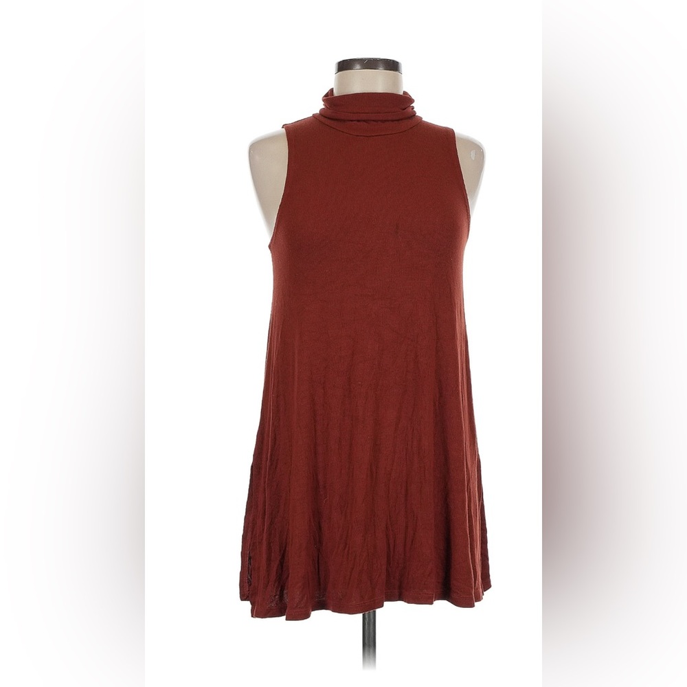 Anthropologie turtle neck sleeveless tunic in burnt orange
